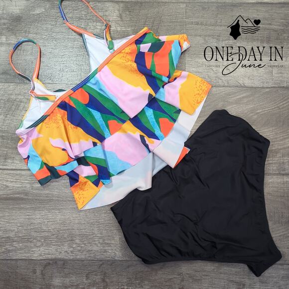 Adisputent High Waist Flounce Bikini Swimsuit Size L - Picture 7 of 7